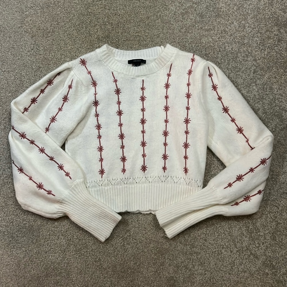 Forever 21 Puff Sleeve Cropped Sweater